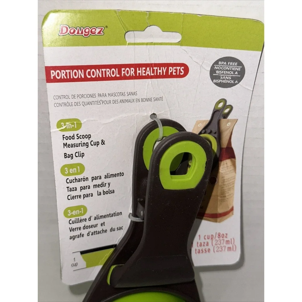 Dongez 3-in-1 Pet Food Scoop Measuring Cup Bag Clip Collapsible BPA Free DS-021